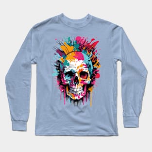 Skull Art Colourful - Skull and Bones Long Sleeve T-Shirt